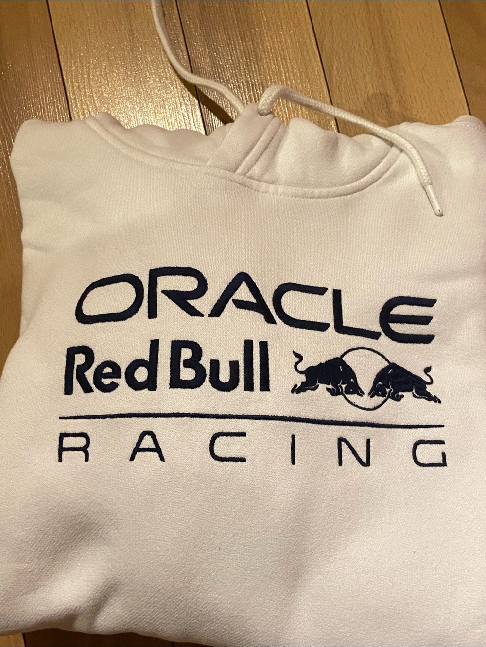 Hollister White Hoodie with Navy Blue Oracle Red Bull Racing Logo